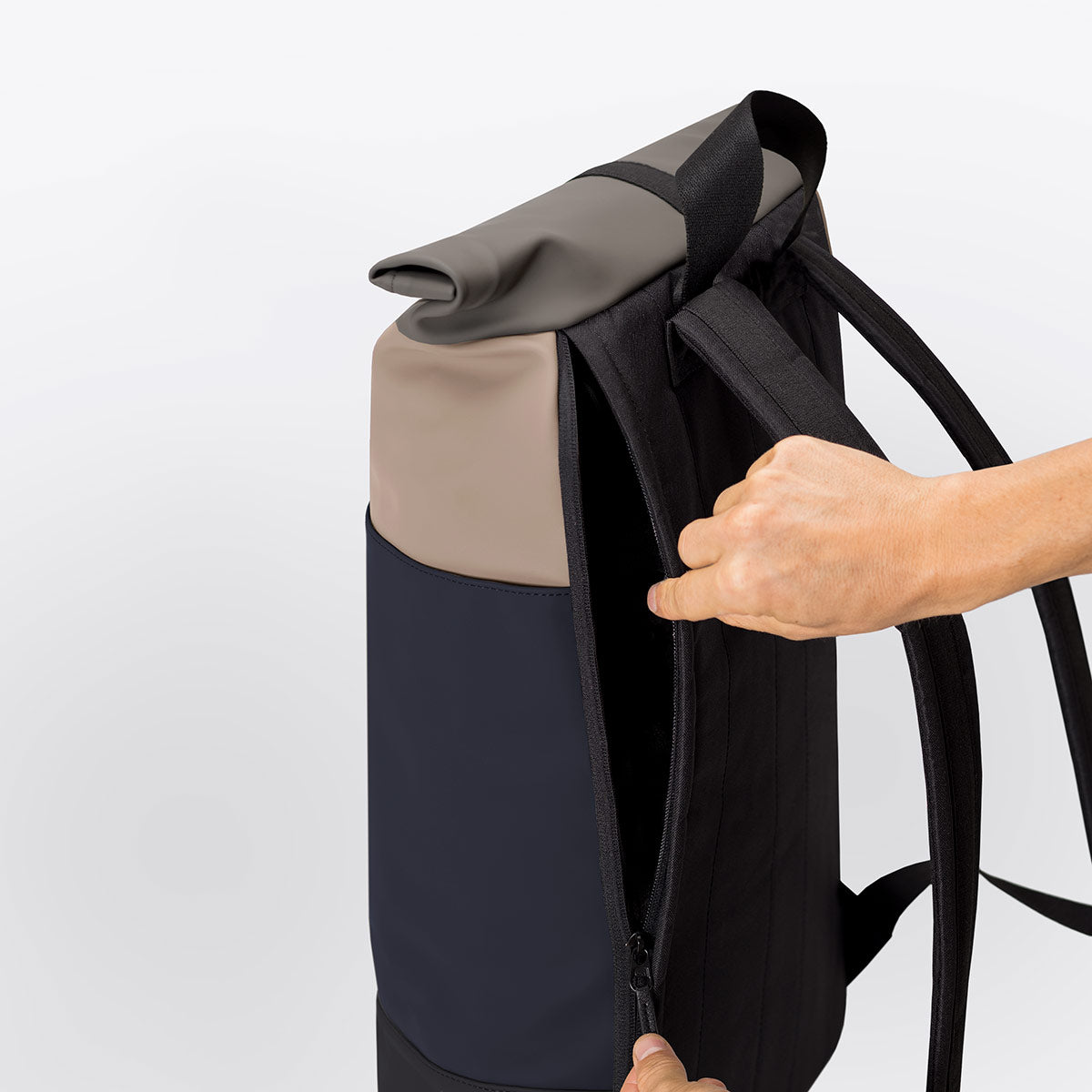 Hajo Roll-Top Backpack - Nude - Dark Navy / Medium